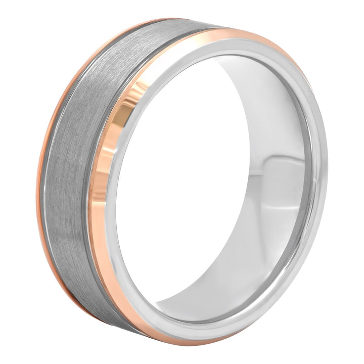 Tantalum Rose Ip Beveled Edge Band, 8mm