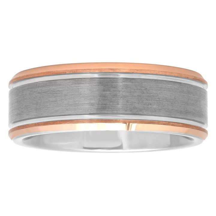 Tantalum Rose Ip Beveled Edge Band, 8mm