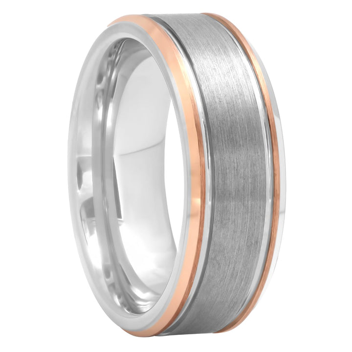 Tantalum Rose Ip Beveled Edge Band, 8mm Men's Wedding ring