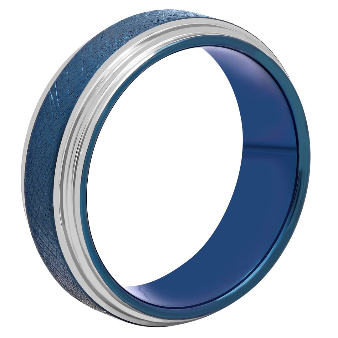 Tantalum Blue Two-Tone Scratch Finish Band, 8mm