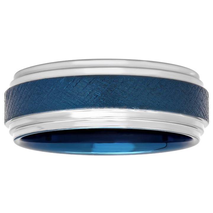 Tantalum Blue Two-Tone Scratch Finish Band, 8mm