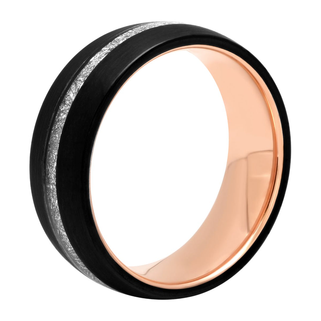 Tantalum Two-Tone Rose And Black Frozen Center, 8mm