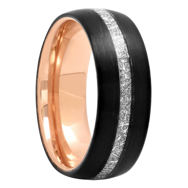 Tantalum Two-Tone Rose And Black Frozen Center, 8mm Men's Wedding ring