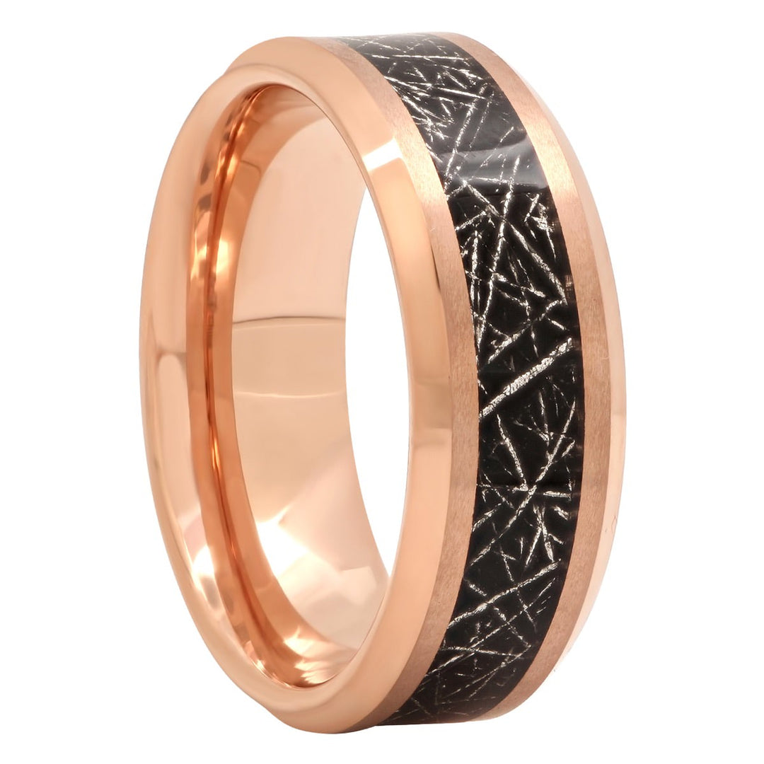 Tantalum Rose Gold Tone Avant-Garde Inlay, 8mm Men's Wedding ring