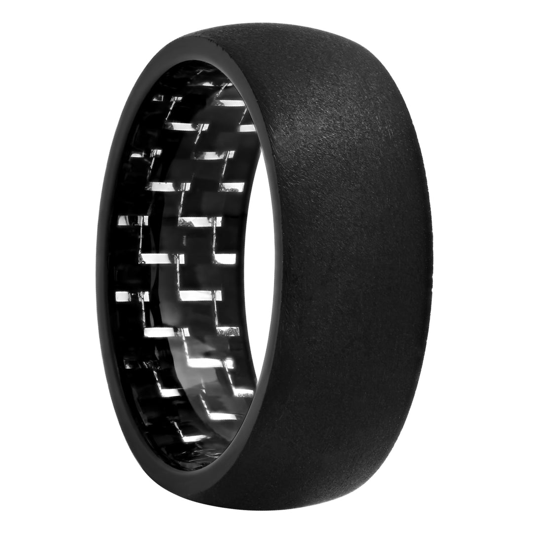 Tantalum Matte Black Carbon Fiber Inside Band, 8mm Men's Wedding ring