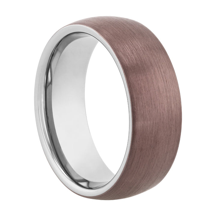 8MM Tantalum Bronze Ion Plating Domed Brushed Finish Band Men's Wedding ring
