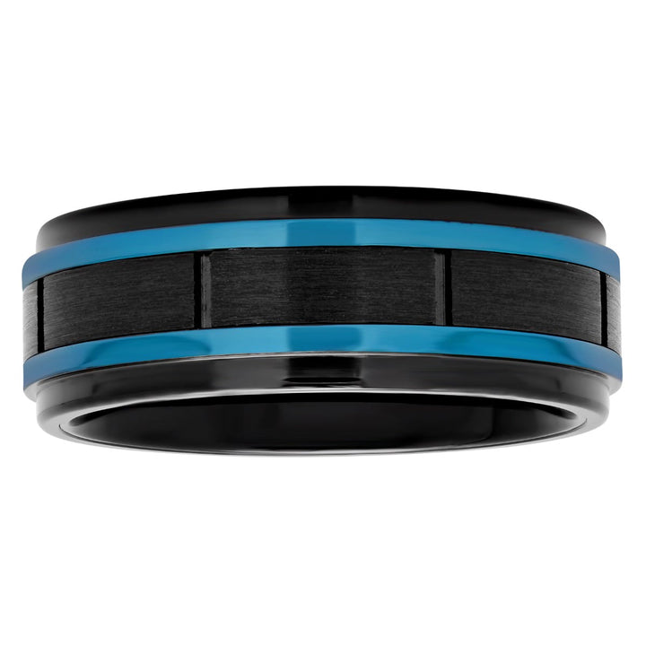 Black Stainless Steel Station With Blue Accent Band, 8mm