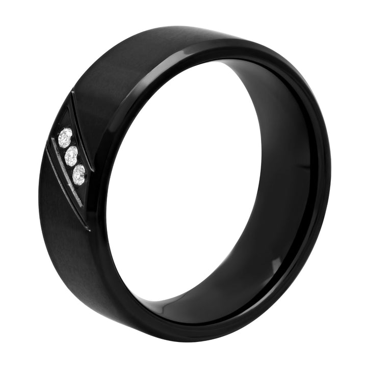 Black Stainless Steel And 1/20 CTTW Diamond Band, 8mm