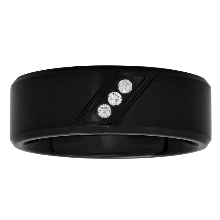 Black Stainless Steel And 1/20 CTTW Diamond Band, 8mm
