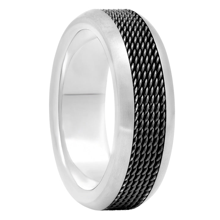 Titanium Black Mesh Center Band, 8mm Men's Wedding ring