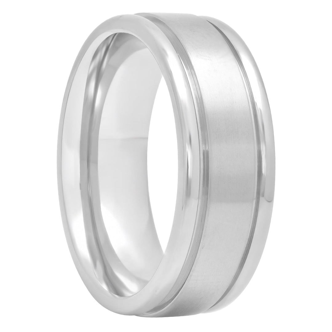 Titanium Satin Finish Center Band, 8mm Men's Wedding ring